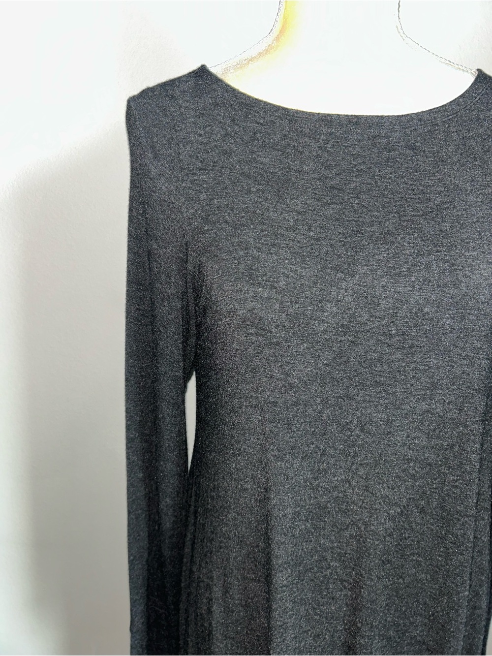 NEW Eileen Fisher Petite Classic Long-Sleeve Swing Dress - Charcoal Gray Sz MP - Picture 2 of 6